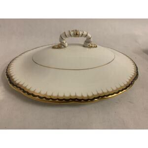 COVER ONLY, Coalport Spearpoint Cobalt Gold Trim Scalloped Cover for Oval Veg...